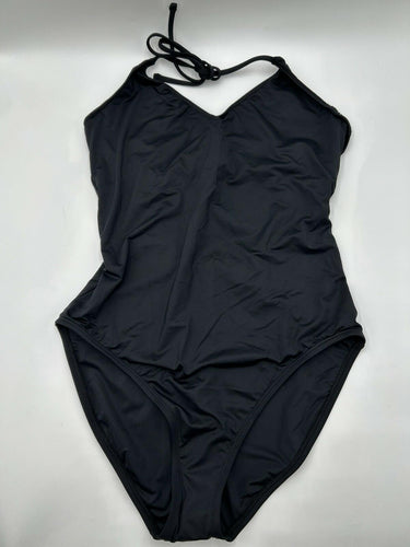 La Blanca Woman’s black Athleta plunge halter one-piece swimsuit Size 14 La Blanca