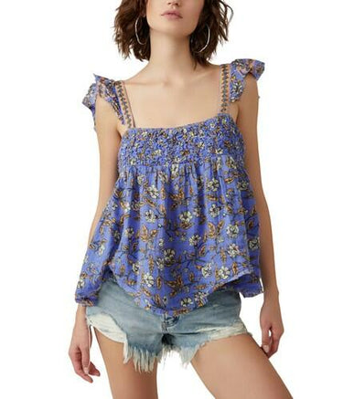 Free People Women's Nala Printed Babydoll Top, PINK Combo, M Free People