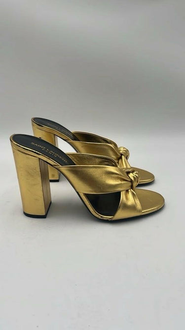 Women’s YSL Yves Saint Laurent 'Loulou' 100mm Knotted Gold Leather Size 49 Yves Saint Laurent