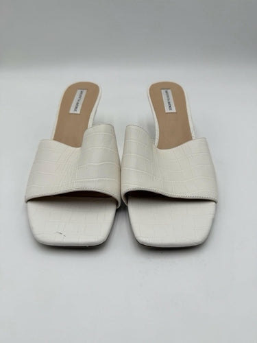 Women’s Saks Fifth Avenue white leather Croc Print mules Size 8.5M