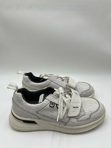 Men’s Prada Mechano White Leather Mid Strap sneakers Size 8UK PRADA