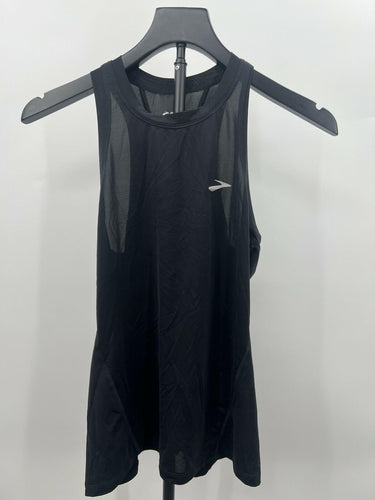 Brooks Running Tank Top Womens Black Mesh Racerback Athletic Run Happy Size XS Brooks