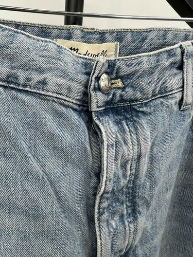 Madewell The Darted Barrel-Leg Jean Light Wash Raw Hem Denim Size 32 Madewell