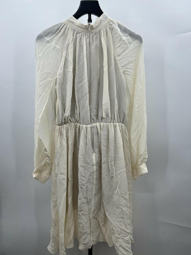 Seeley Cream Ivory Mock Neck Long Sleeve Mini Dress Boho Chic Womens S
