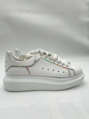 Alexander McQueen Oversized Sneakers White Leather iridescent silver Size 42 Alexander McQueen