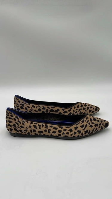 Women’s Rothy's The Point ballet flats in leopard print knit pattern Size 9.5 ROTHY'S