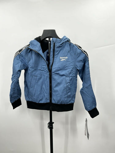 Reebok children's Blue windbreaker Hooded Branded Sleeves Size 5/6 Reebok