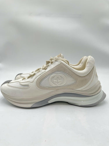 GUCCI Run GG White/Beige Leather Low Top Sneakers UK Size 6 Gucci