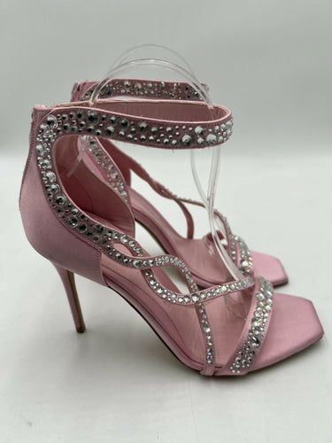 Alexander McQueen crystal-embellished satin high-heel sandals In Pink Size 37.5 Alexander McQueen