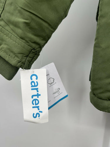 Carters Parka Jacket Girls Olive Green Faux Fur Hood NWT Size S 4