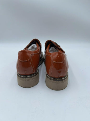 NAOT Fremont Burnt Orange Patent Leather Loafer Chain Lug Sole Womens 39 Naot
