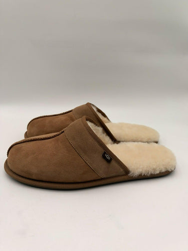 UGG Australia Mens Scuff Suede Sheepskin Lined Slippers Chestnut Size 12