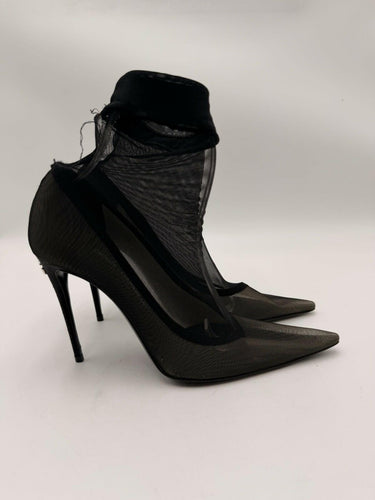 Dolce & Gabbana Women's Black Stretch Tulle Ankle Heel Booties Shoes Size 36.5 Dolce&Gabbana