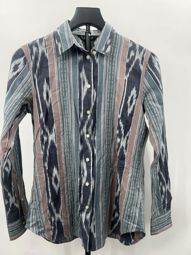 Lauren Ralph Lauren Shirt Womens Ikat Striped Button Up Cotton XS Lauren Ralph Lauren