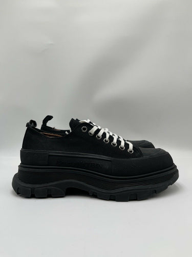 Alexander McQueen black canvas Tread Slick lace-up sneaker Size 42 Alexander McQueen