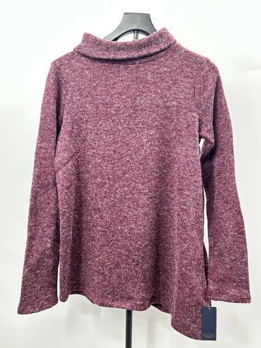 Rachel Joy maroon marled cowl neck top Soft Texture Long Sleeves Size S Rachel Joy