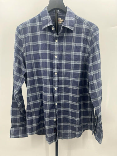 Faherty Brand Shirt Mens Plaid Blue Navy Light Blue Check Button Down S Faherty