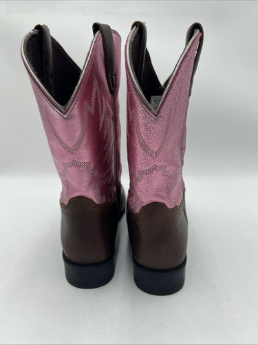Shyanne MISS MOLLY Pink/Brown Leather Square Toe Western Boots Girl’s Size 7 D