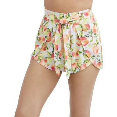 BCBGeneration Women's Swimsuit Cover Up Short with Tie Front, White Multi, Small BCBGeneration