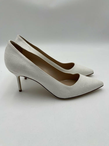 Women’s Manolo Blahnik BB 90 linen pumps in white Size 37.5 Manolo Blahnik