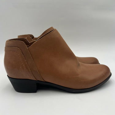 Women's Lucky Brand Barlina Side Zip Ankle Booties Brown Leather Size 8M Lucky Brand