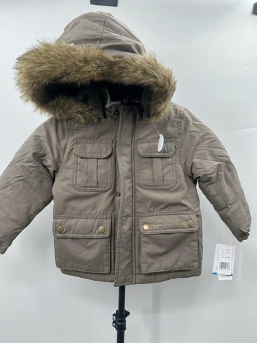 Carter’s Toddler Boys Hooded Winter Parka Jacket Brown Faux Fur Trim Coat 12M Carter's