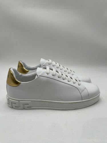 Versace Medusa Low white sneakers metallic gold heel counter Size 43 Versace