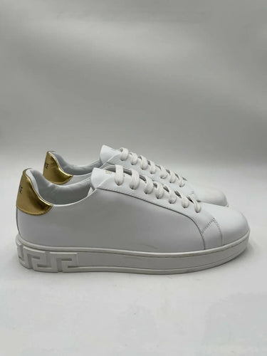 Versace Medusa Low white sneakers metallic gold heel counter Size 43 Versace