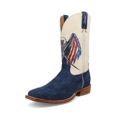 Twisted X Men's 12" Tech X Boot, Wide Square Toe, Navy Red White Blue 11.5 EE Twisted X