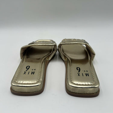 Mix No. 6 Dolleen Slide Sandal Gold Faux Leather Size 6M Mix No. 6