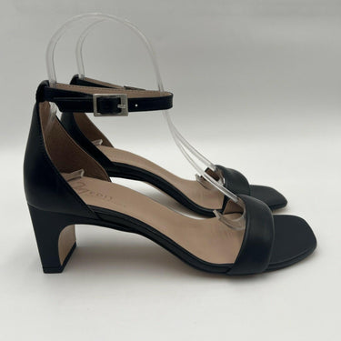 Women’s Naturalizer Iriss Black Leather Block Ankle Strap Heels Size 6.5M Naturalizer