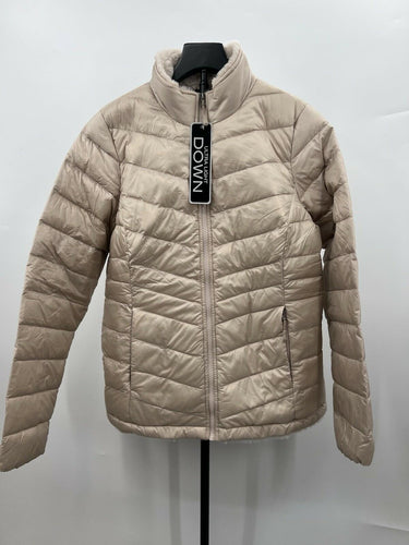 32 Degrees Womens Puffer Jacket Beige Chevron Quilted Ultra Light Down Warm XS 32 Degrees