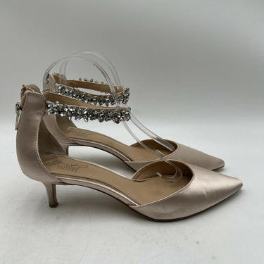 Jewel Badgley Mischka Raleigh Champagne Satin Pointed-Toe Pumps Size 9.5M Badgley Mischka