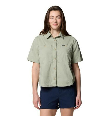 Columbia Women's Brea Falls Woven Short Sleeve, Safari, X-Large Columbia