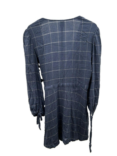 Melrose & Market blue and white windowpane plaid wrap Woman’s dress Size M