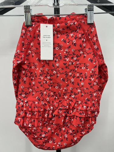 Janie and Jack Baby Rashguard Swimsuit Red Floral Long Sleeve 6-12M Janie and Jack