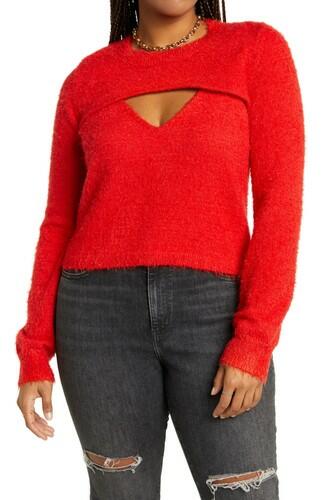 BP. Cozy Crop Shrug & Tank Top in Red Chinoise Size 4X BP.