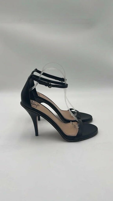 Women’s Valentino Leather Crystal Embellishments Sandals Black Size 40 Valentino