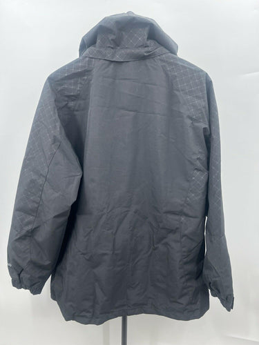 Diamond Candy Waterproof Hooded Rain Jacket Black Reflective NWOT Size L