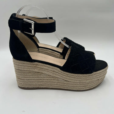 Women’s Marc Fisher Vixta black suede platform espadrille wedge sandal Size 9.5M Marc Fisher