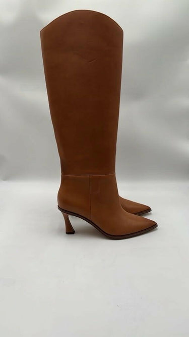 Vince Camuto Emily Knee High Boot 3" Kitten Heel Golden Walnut Leather size 7.5M Vince Camuto