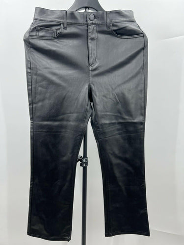 LOFT Faux Leather Pants Black Straight Leg Coated High Waist Moto 26 Loft