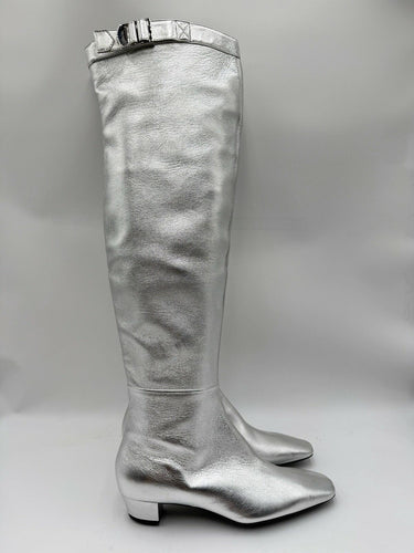 Tom Ford Women's Metallic Over-the-knee Boots Silver Size 40 Tom Ford