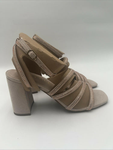 Kelly & Katie CADENE Taupe Fabric Square Toe Strappy Rhinestone Sandals, 9M Kelly