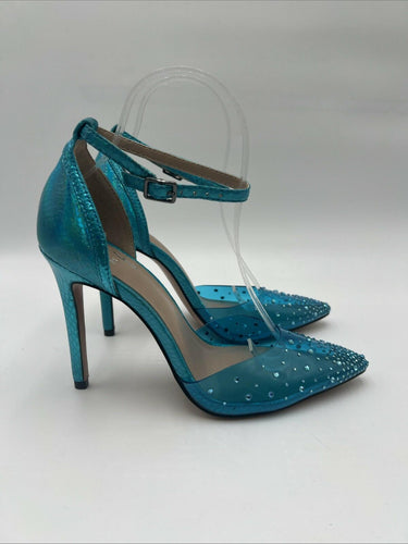 Women’s Mix No. 6 Arlette Fish Scale Print Metallic Blue Size 7M Mix No. 6