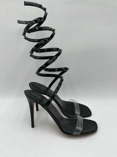 Women’s Valentino Garavani Rockstud-style black heeled sandals Size 37 Valentino
