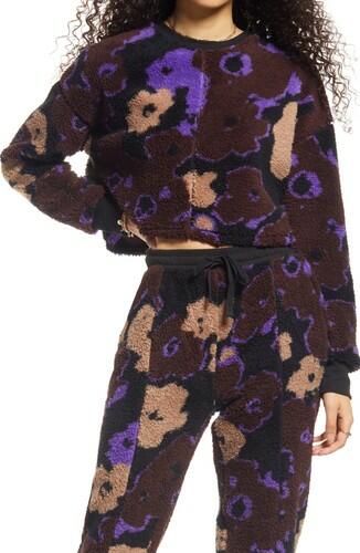 BP. High Pile Fleece Sweatshirt in Black- Brown Pressed Floral Size Small BP.