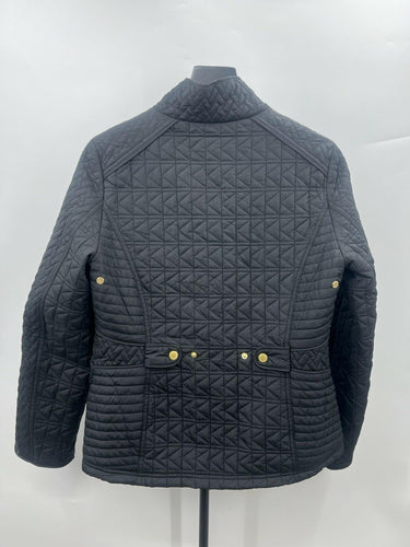 Weatherproof Womens Quilted Jacket Black Barn Gold Buttons Faux Fur Size S