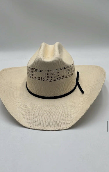 Rodeo King Natural Straw Cowboy Hat Vented Open Crown Wide Brim Long Oval 6 7/8 Rodeo King