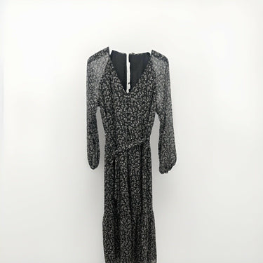 Z Supply Maxi Dress Black White Floral Long Sleeve Button Wrap M Z Supply
